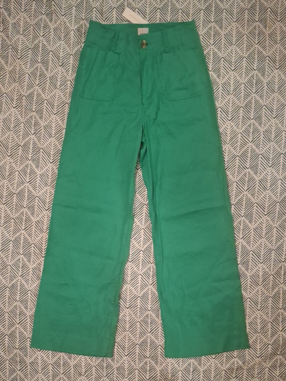 Maeve Wide-Leg Green Chinos